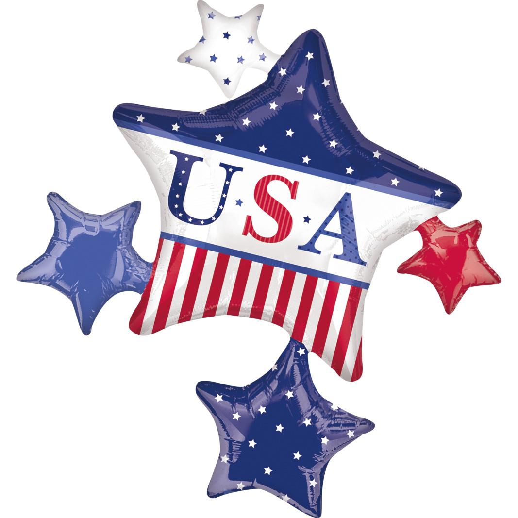 American Classic Star Cluster Foil Balloon 32 x 35in Balloons & Streamers - Party Centre