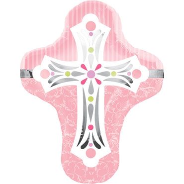 Pink Cross SuperShape Balloon 28in Balloons & Streamers - Party Centre