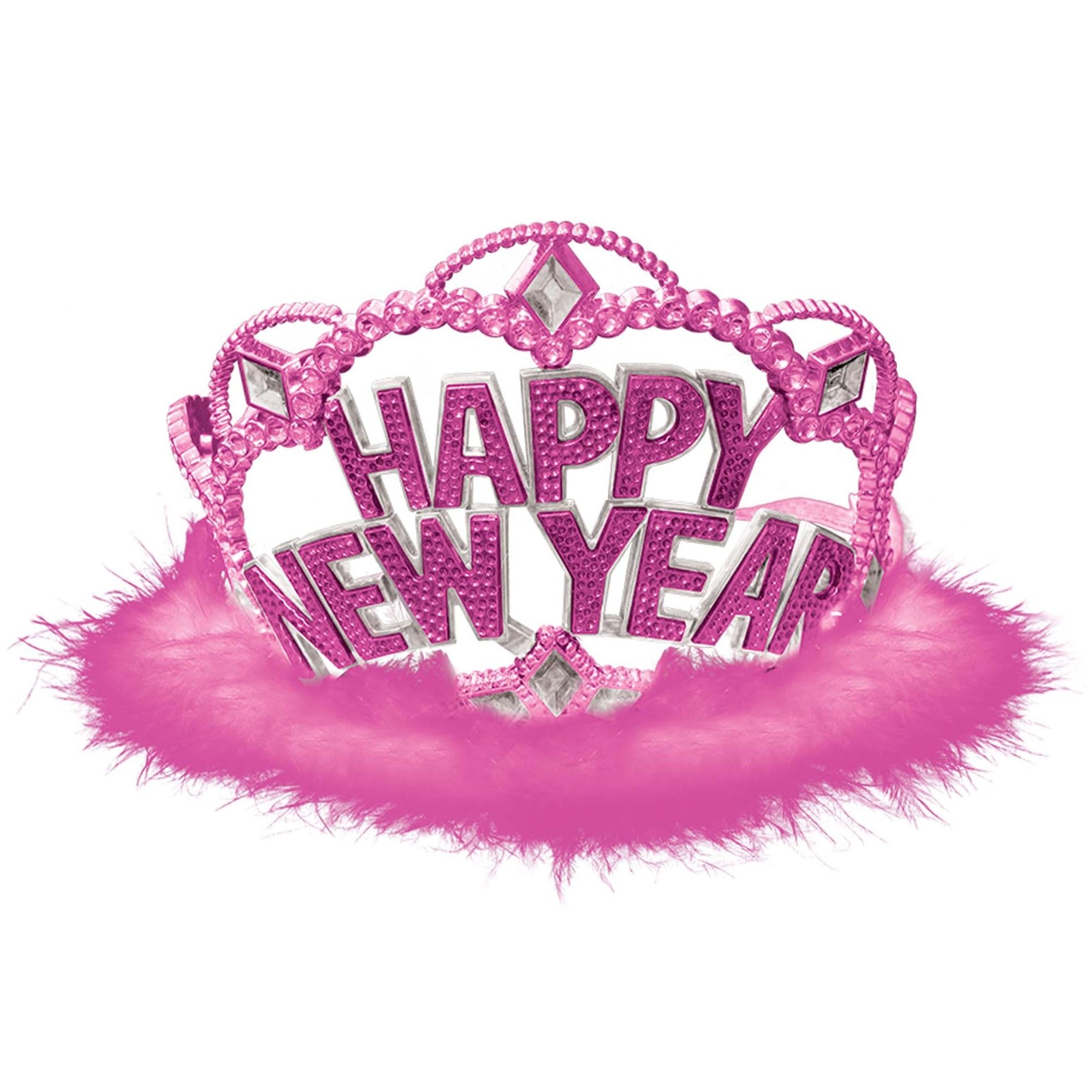 Happy New Year Electroplated Tiara- Pink Costumes & Apparel - Party Centre