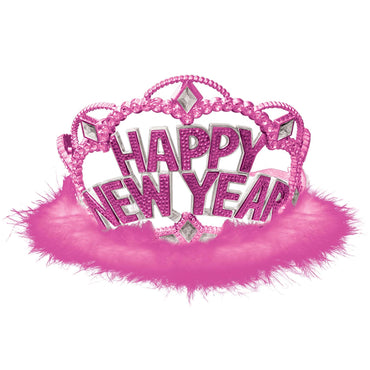 Happy New Year Electroplated Tiara- Pink Costumes & Apparel - Party Centre