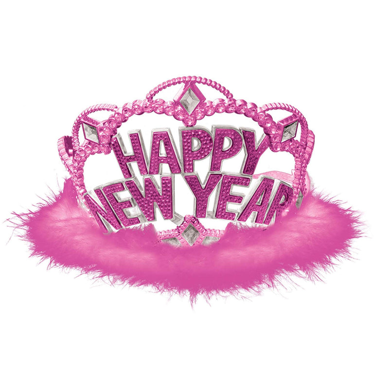 Happy New Year Electroplated Tiara- Pink Costumes & Apparel - Party Centre