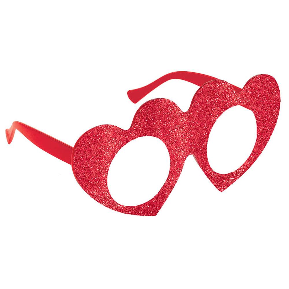 Red Heart Glitter Glasses Costumes & Apparel - Party Centre