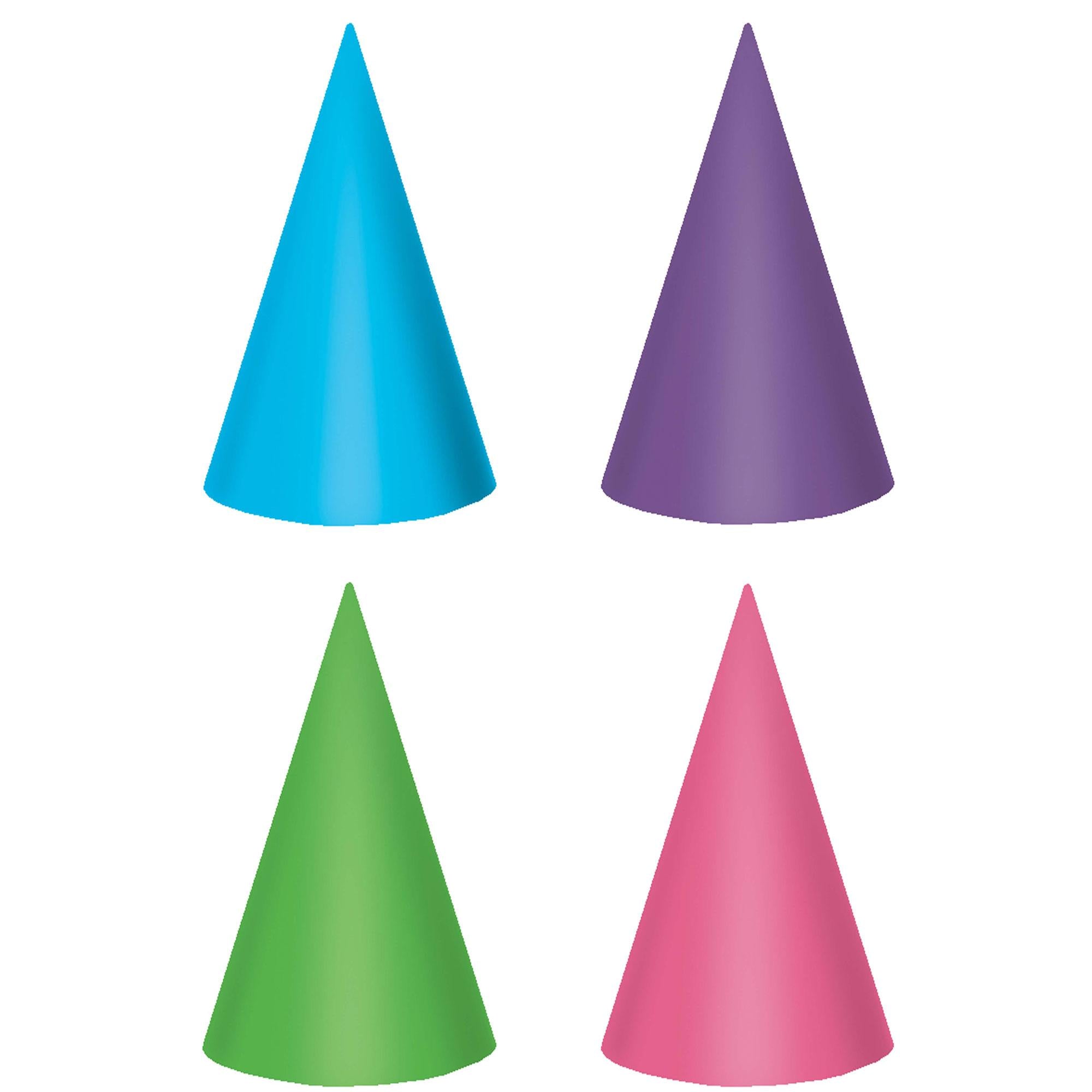 Pink & Teal Foil Paper Cone Hats 12pcs Party Accessories - Party Centre