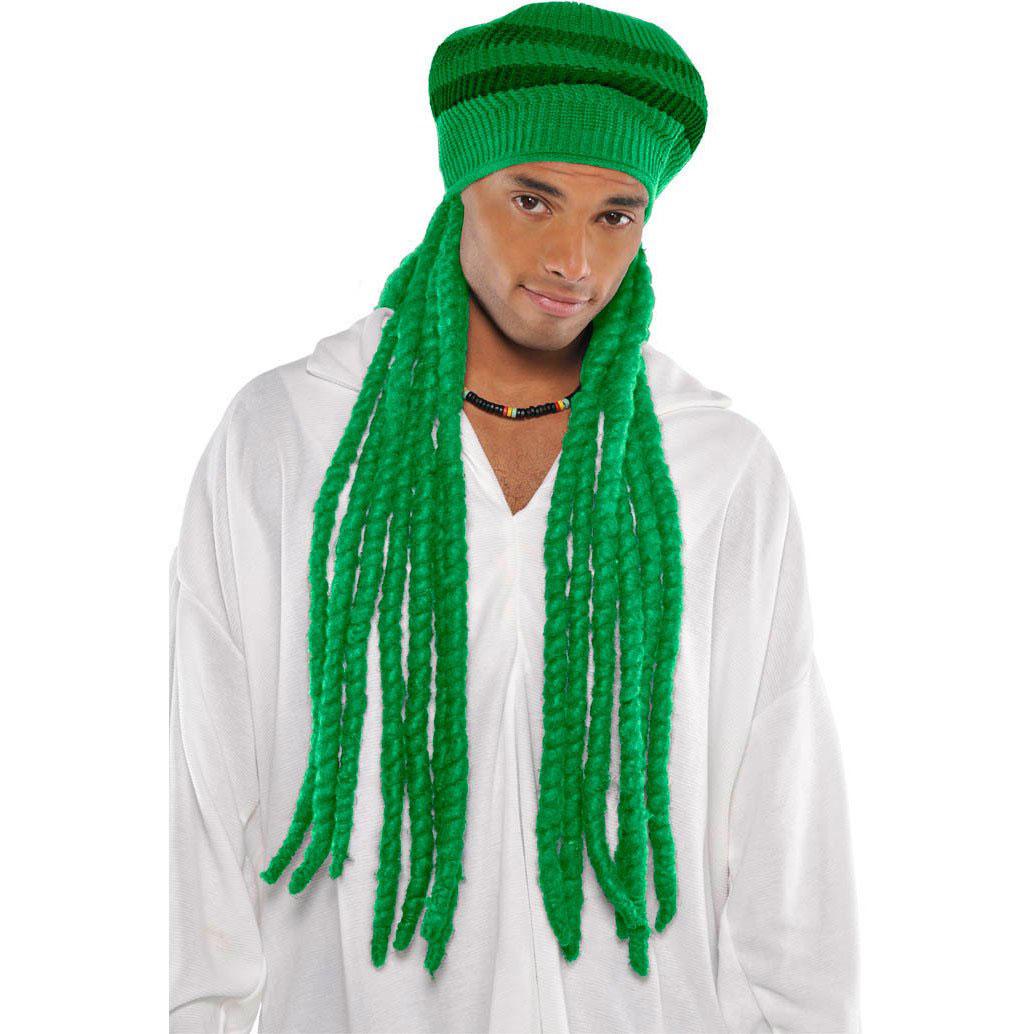 Wig Dread Cap Green Costumes & Apparel - Party Centre