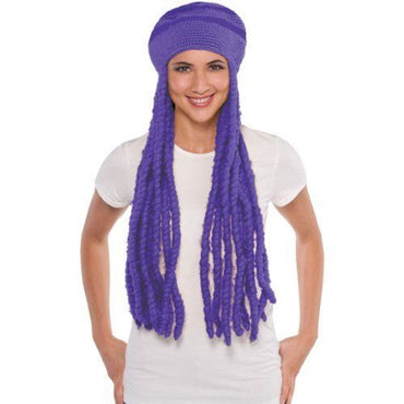 Wig Dread Cap Purple Costumes & Apparel - Party Centre
