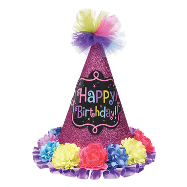 Birthday Chic Paper & Fabric Cone Hat Party Accessories - Party Centre