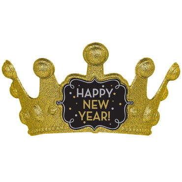 Happy New Year Plastic Glitter Crown Costumes & Apparel - Party Centre
