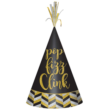New Year Black Silver Gold Cone Hat Party Accessories - Party Centre