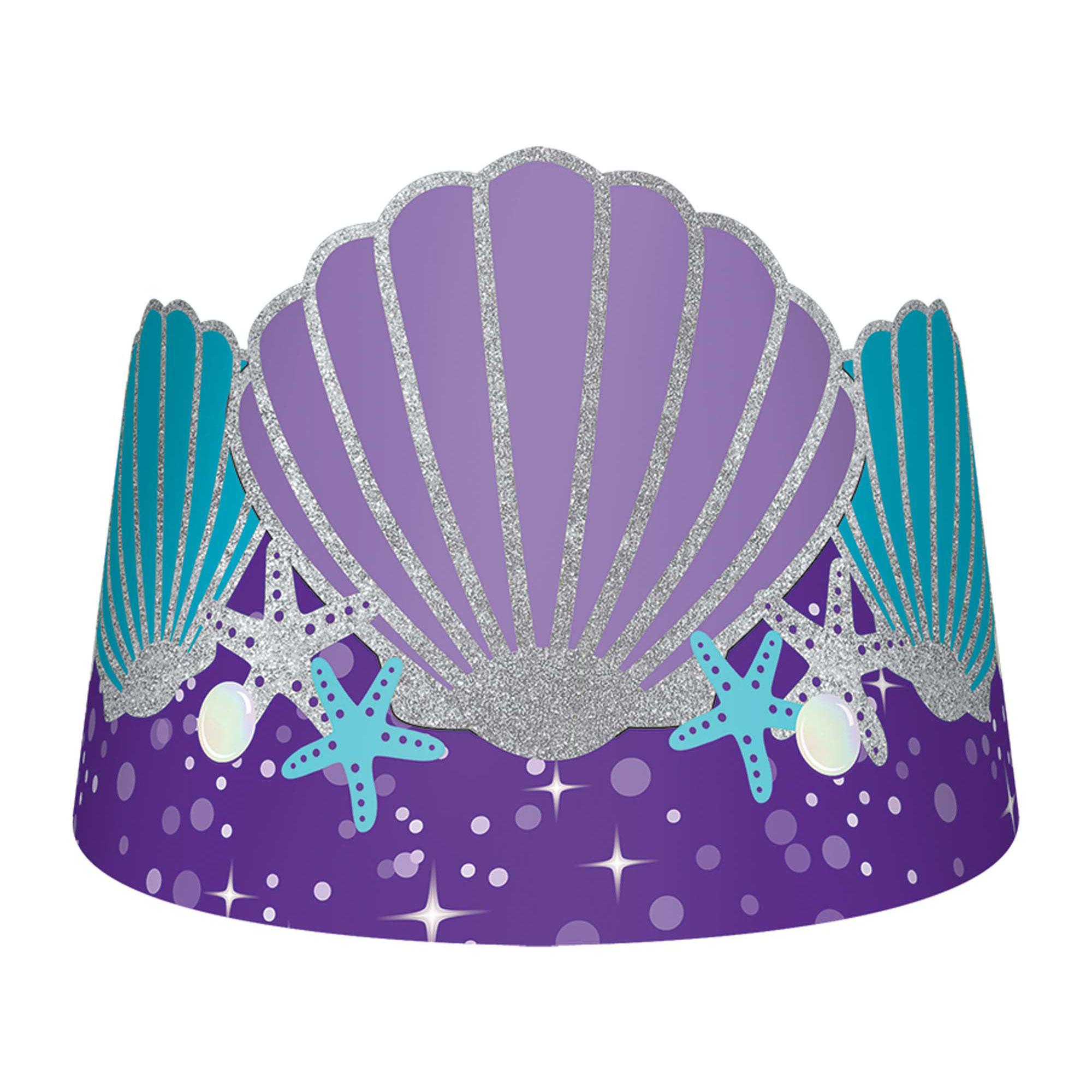 Mermaid Wishes Paper Crowns 8pcs Costumes & Apparel - Party Centre