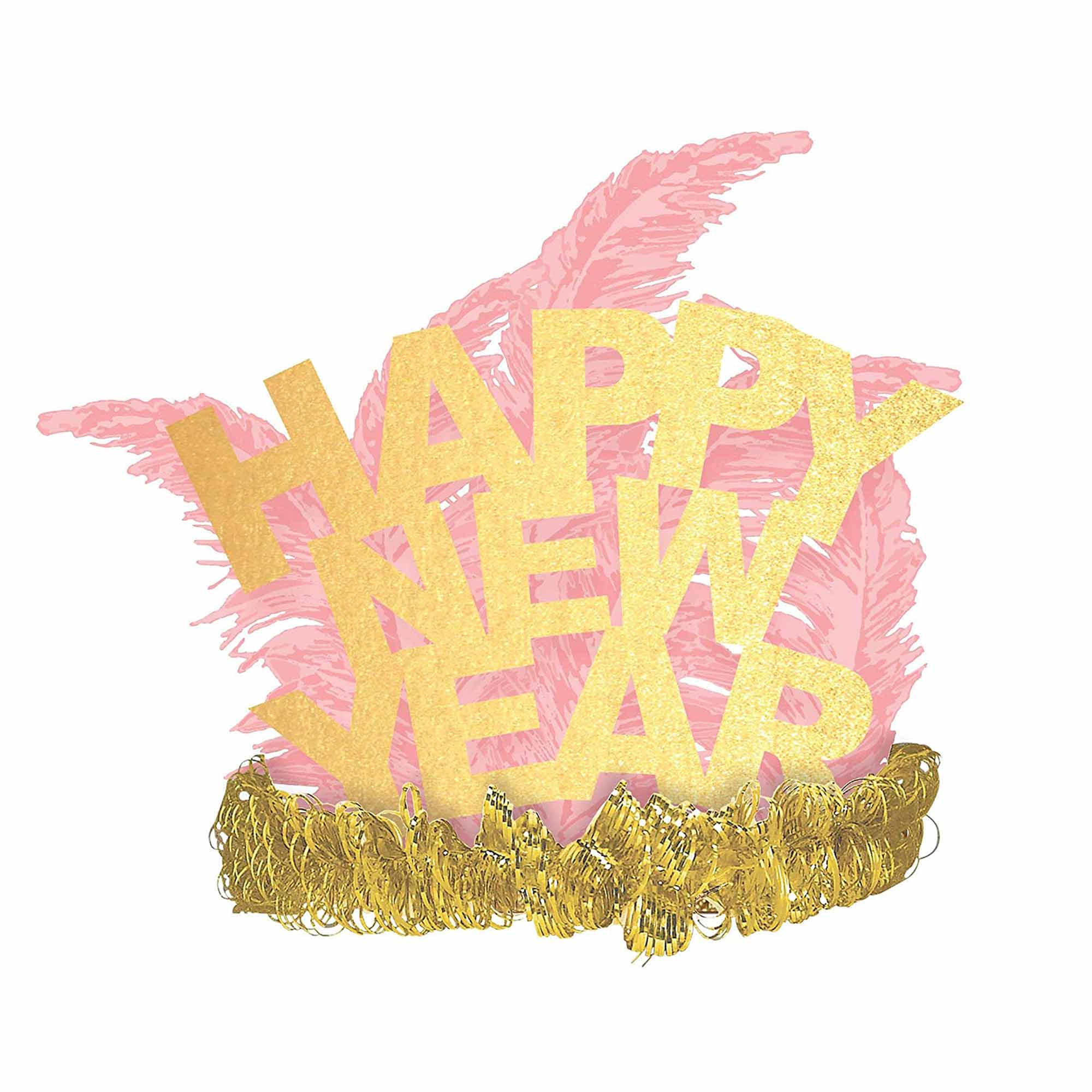 Happy New Year Blush Feather Tiara Party Accessories - Party Centre