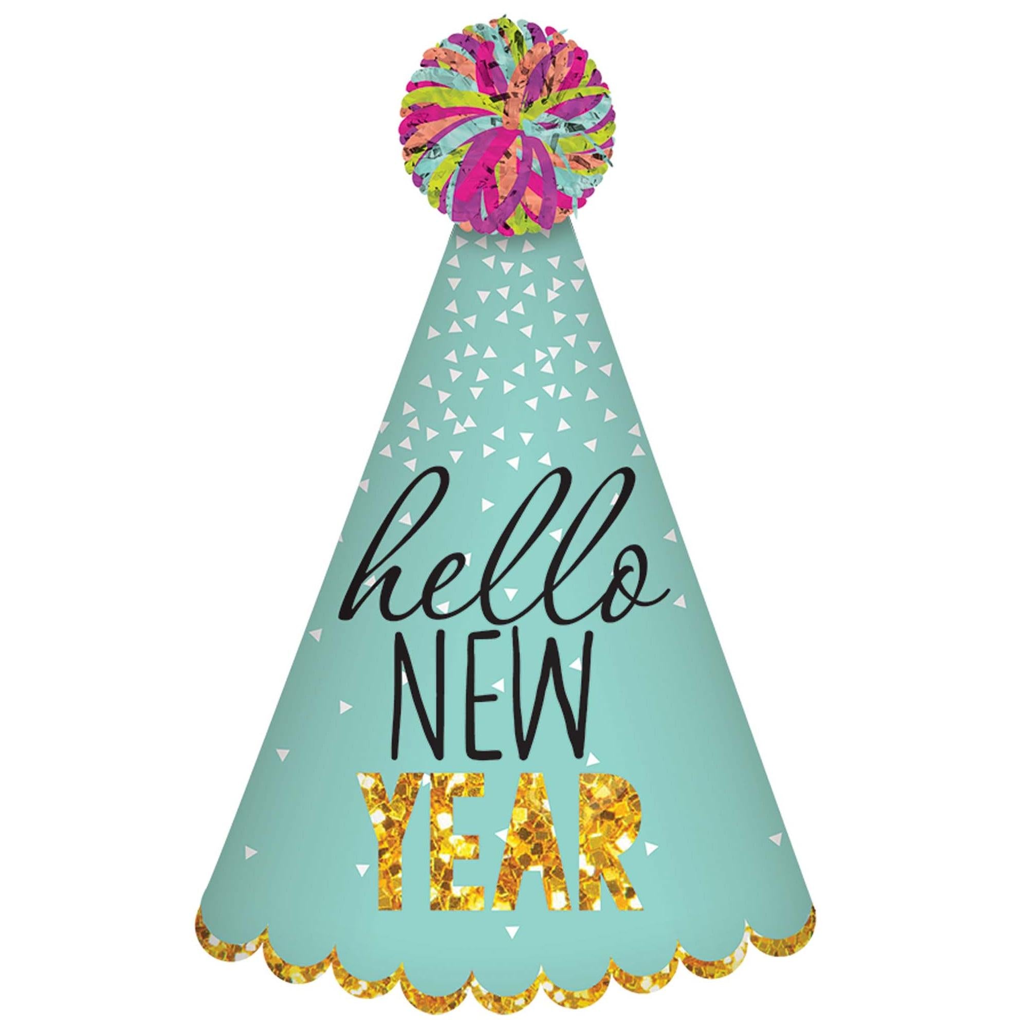 Hello New Year Glitter Multi Cone Hat Party Accessories - Party Centre