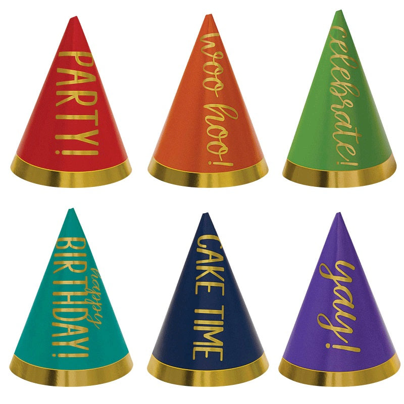 Birthday Accessories Multicolor Mini Cone Hats 12pcs