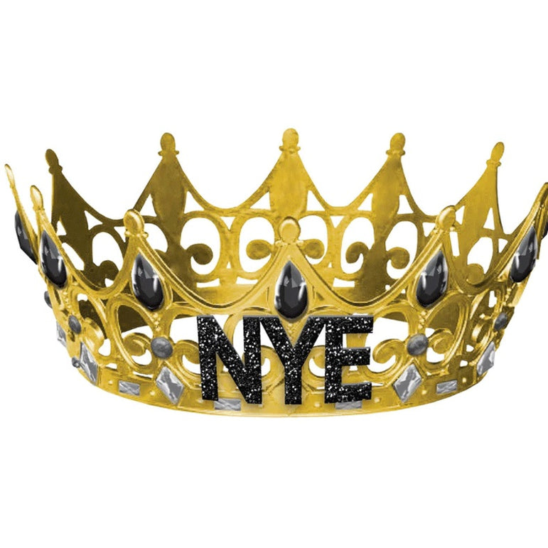 Happy New Year Jeweled Crown Plastic Glitter