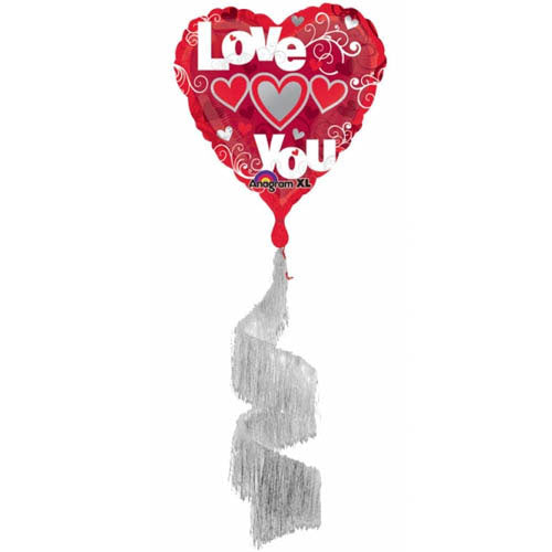 Love You Always Coil Tail Airwalker Balloon Balloons & Streamers - Party Centre