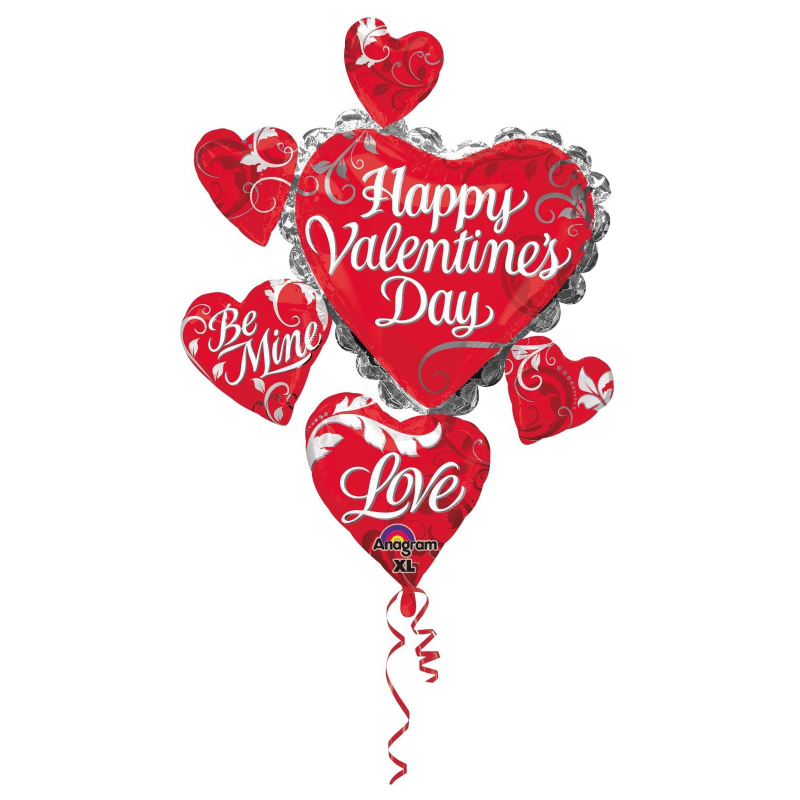 Valentine's Day Swirl Heart Cluster Foil Balloon 28 x 34in Balloons & Streamers - Party Centre