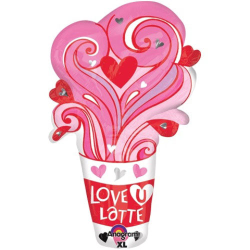 Love U Latte Foil Balloon 22 x 35in Balloons & Streamers - Party Centre