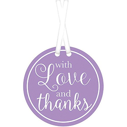 With Love And Thanks Lavender Tags 2in, 25pcs Favours - Party Centre