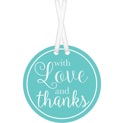 With Love And Thanks Robin's Egg Tags 2in, 25pcs Favours - Party Centre