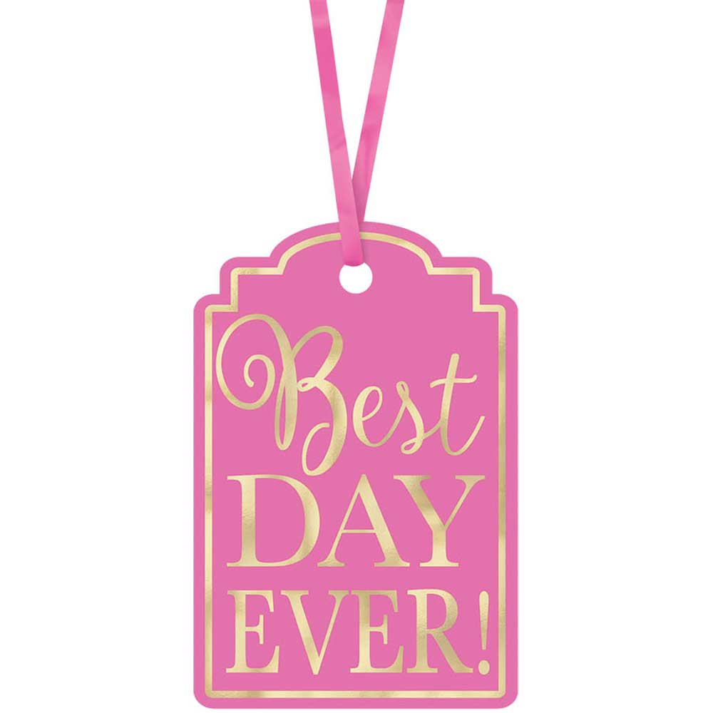 Bright Pink Best Day Ever Tags 25pcs Party Favors - Party Centre