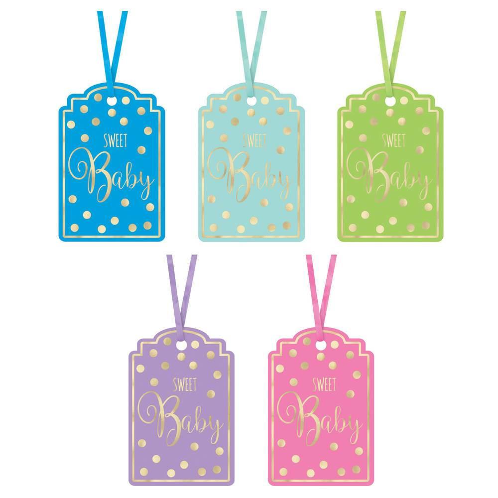 Baby Shower Neutral Foil Stamped Tags 25pcs Party Favors - Party Centre