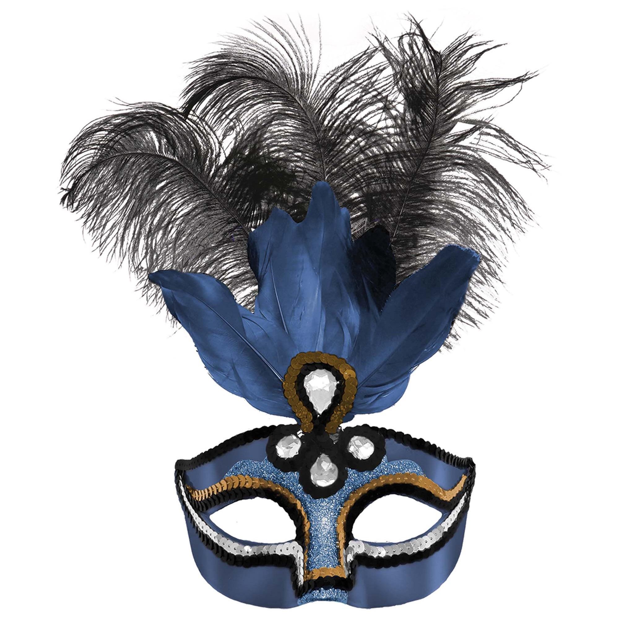 Midnight Feather Masquerade Mask Costumes & Apparel - Party Centre