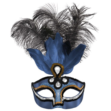 Midnight Feather Masquerade Mask Costumes & Apparel - Party Centre