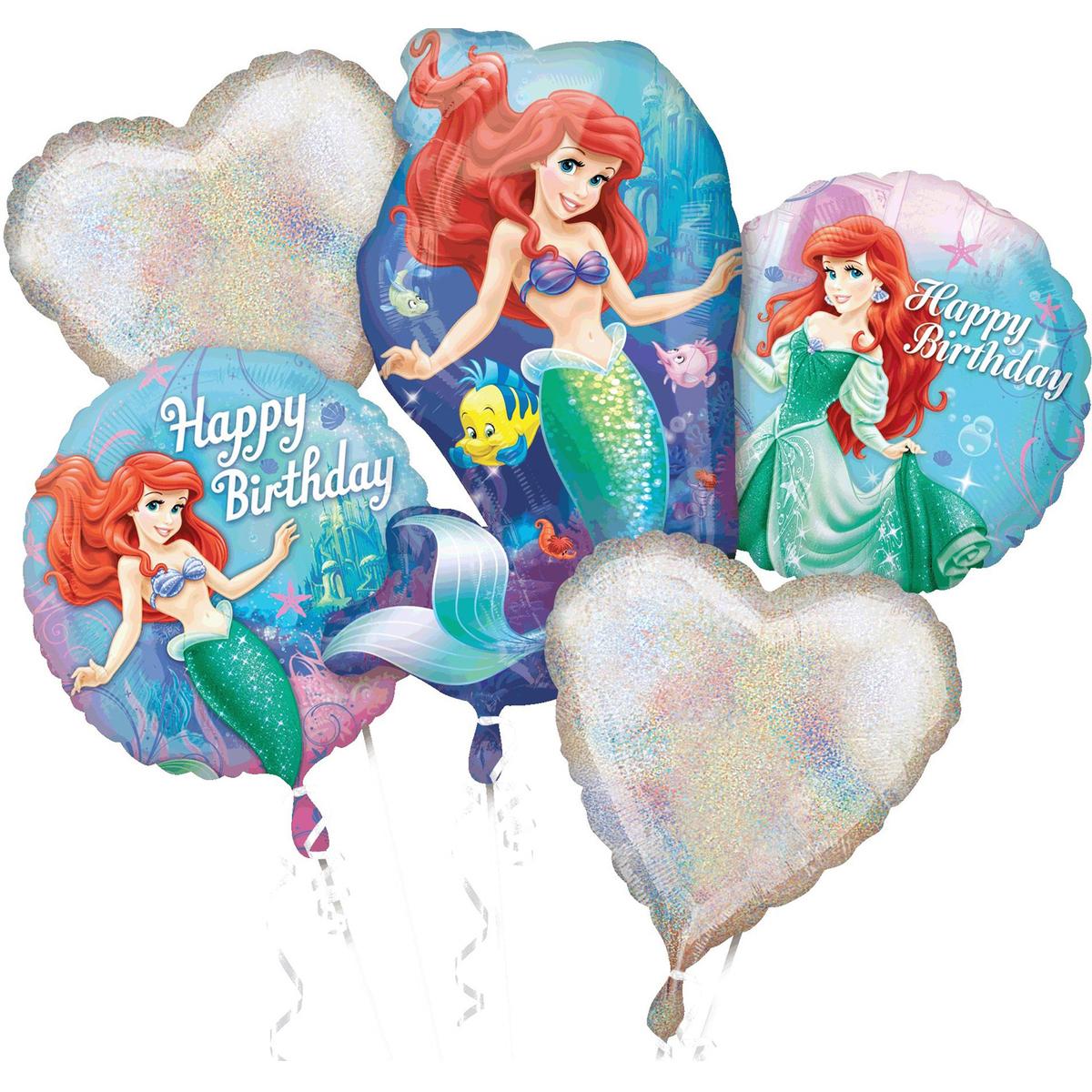 Little Mermaid Happy Birthday Bouquet Balloons & Streamers - Party Centre