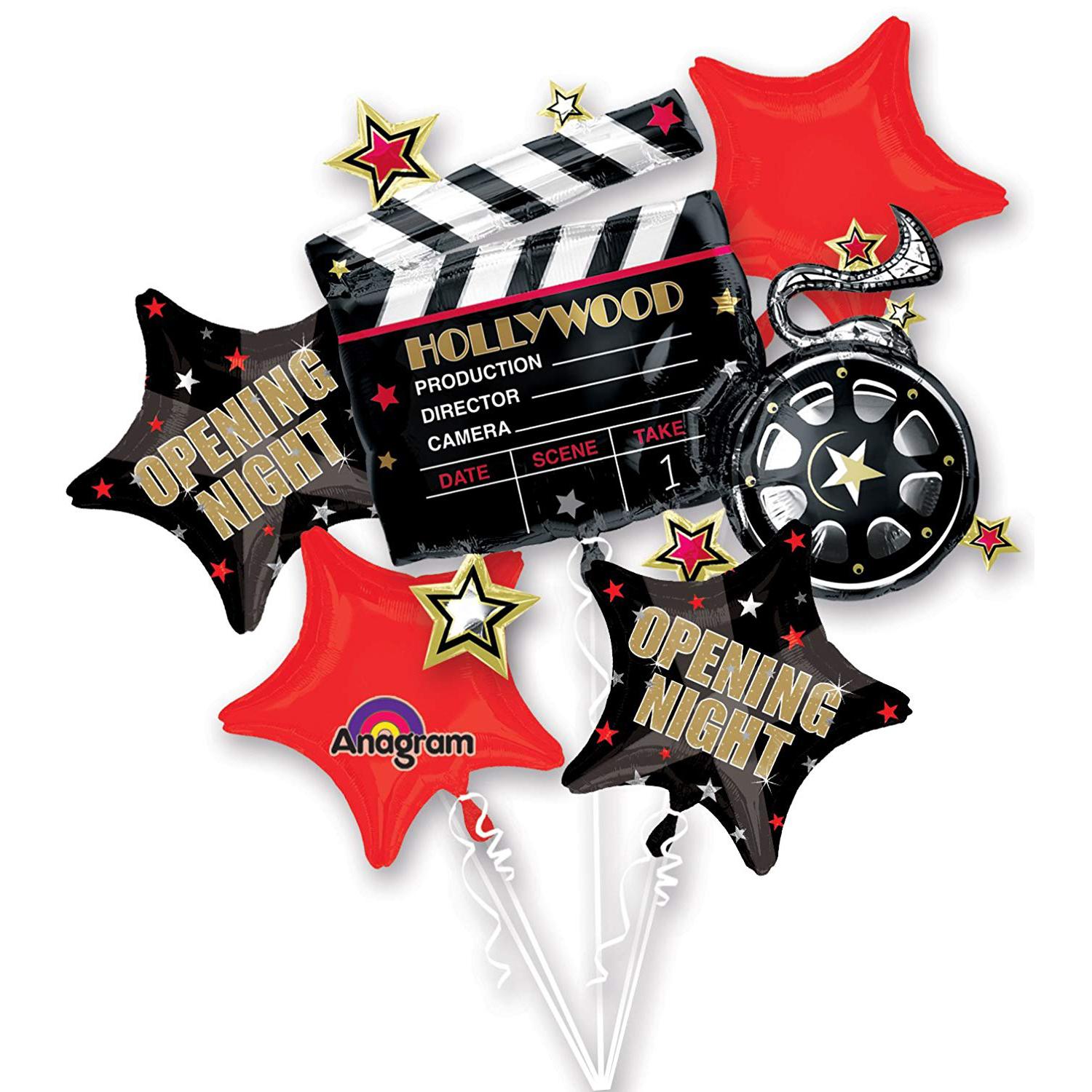 Hollywood Stars Balloon Bouquet 5pcs Balloons & Streamers - Party Centre