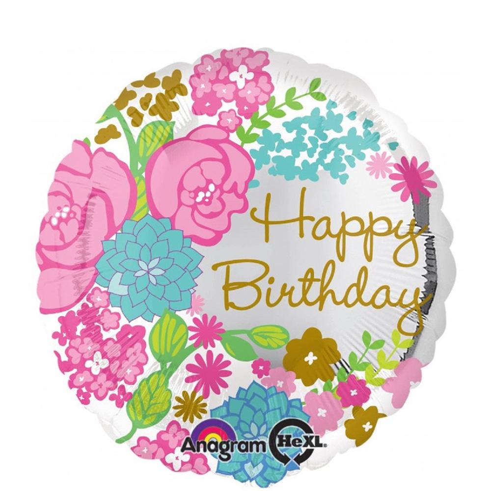Botanical Birthday Foil Balloon 18in Balloons & Streamers - Party Centre