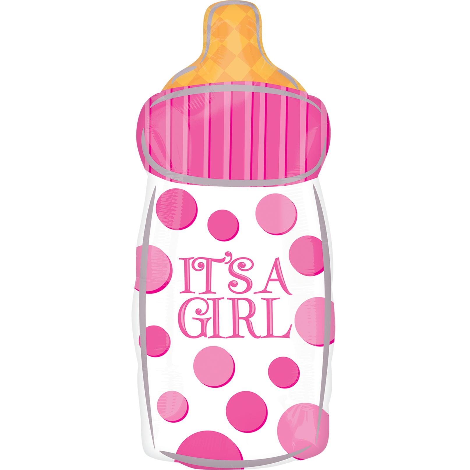 It's A Girl Baby Bottle Junior Shape Foil Balloon Balloons & Streamers - Party Centre