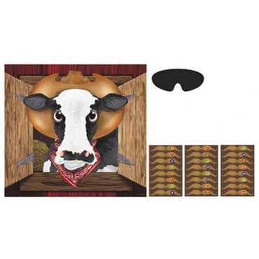 Pin The Moustache on the Cow Game Pinata - Party Centre