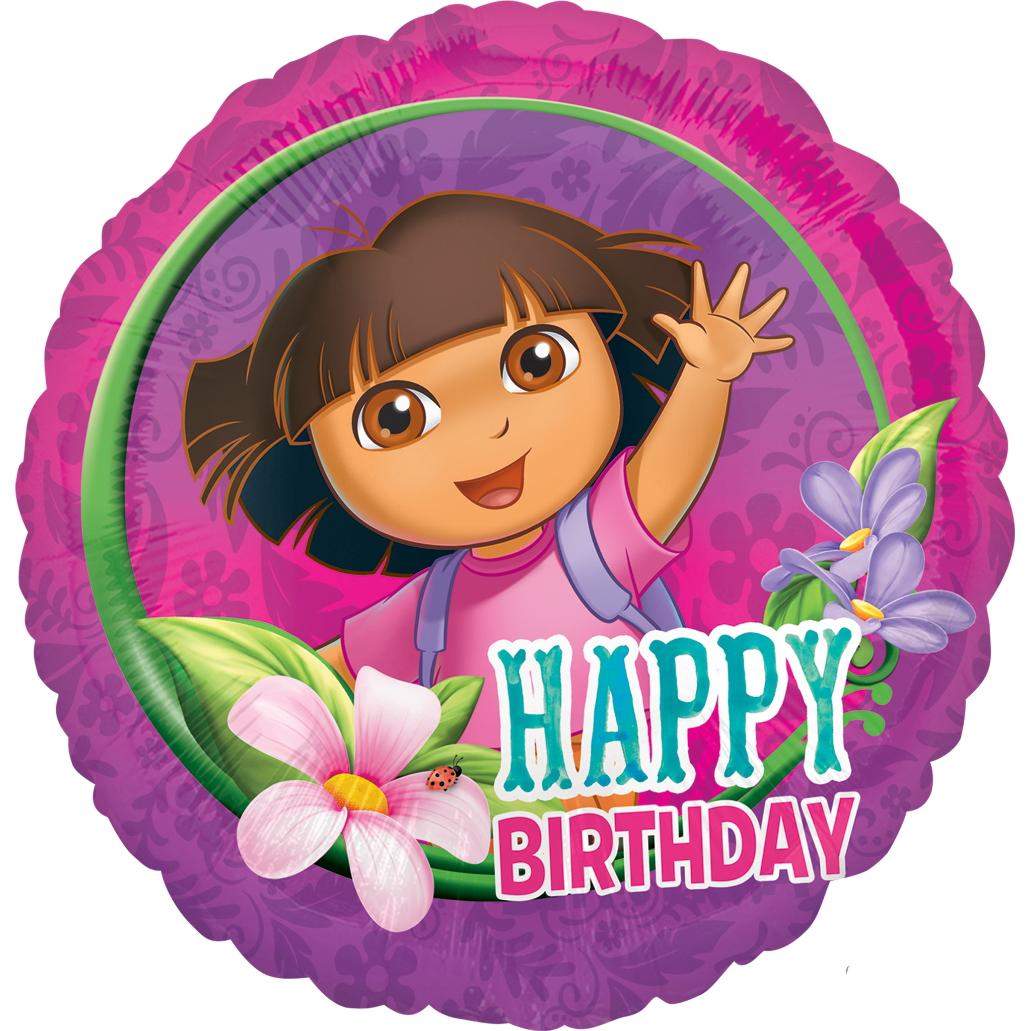Dora the Explorer Happy Birthday Foil Balloon 18in Balloons & Streamers - Party Centre