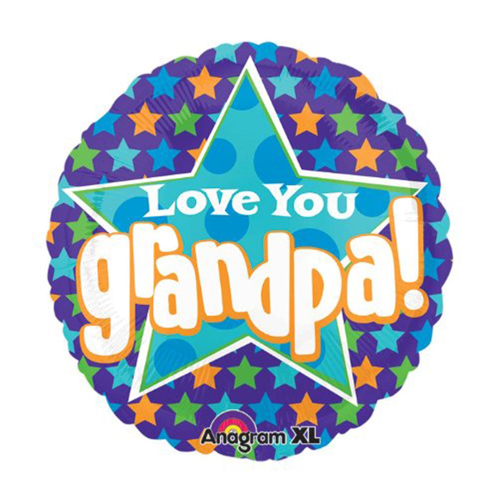Love You Grandpa Stars Foil Balloon Balloons & Streamers - Party Centre