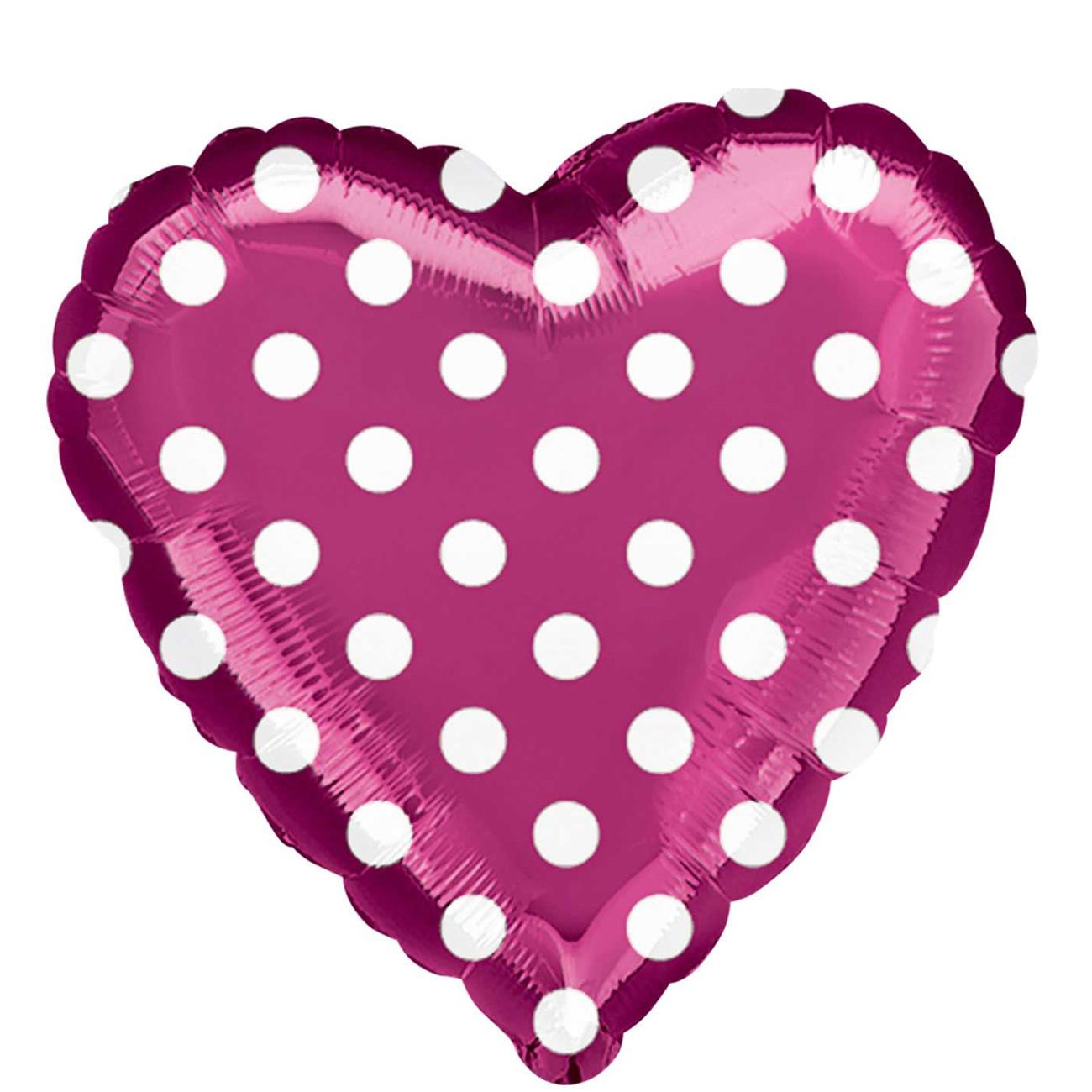 Fuchsia and Polka Dots Decorator Foil Balloon 45cm Balloons & Streamers - Party Centre