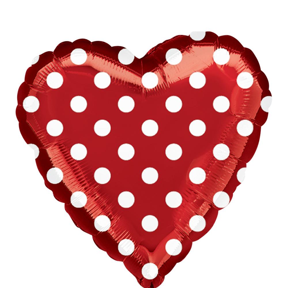 Red and Polka Dots Decorator Foil Balloon 45cm Balloons & Streamers - Party Centre