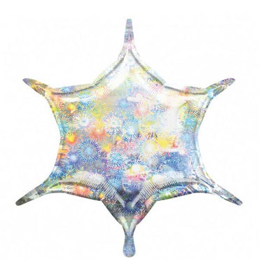 Holo Fireworks 6 - Point Star Balloon 22in Balloons & Streamers - Party Centre