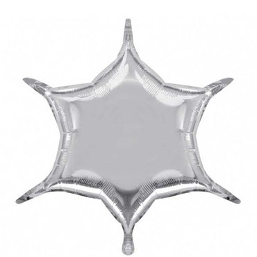 Silver 6-Point Star Balloon 22in Balloons & Streamers - Party Centre