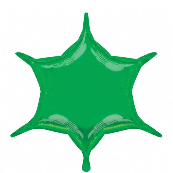 Green 6-Point Star Balloon 22in Balloons & Streamers - Party Centre