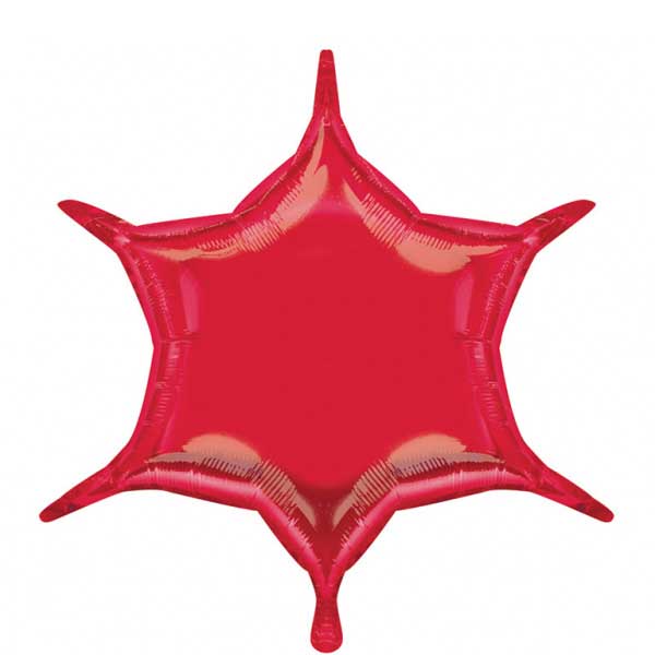 Red 6-Point Star Balloon 22in Balloons & Streamers - Party Centre