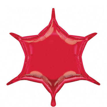 Red 6-Point Star Balloon 22in Balloons & Streamers - Party Centre