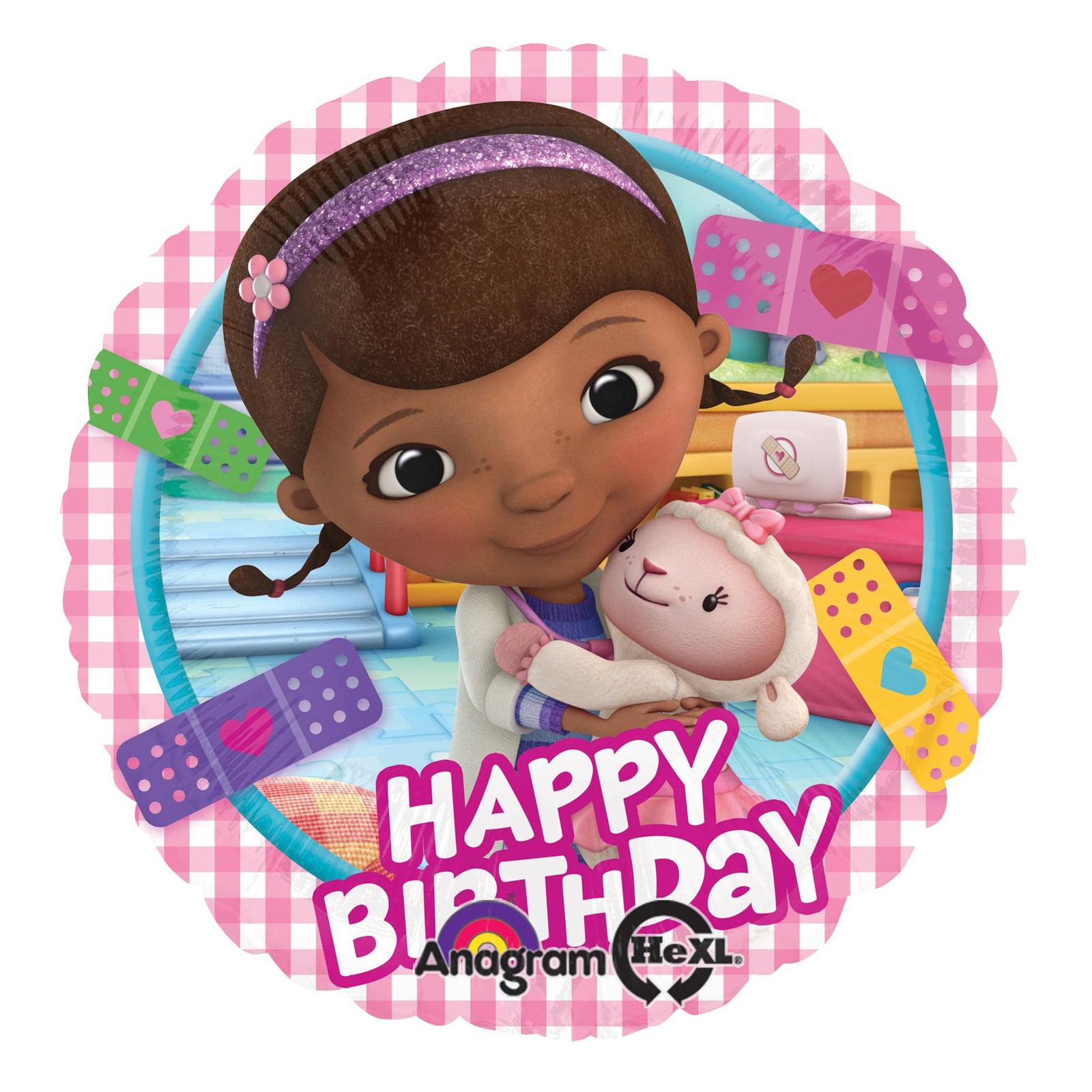 Doc McStuffins Happy Birthday 18in Balloons & Streamers - Party Centre