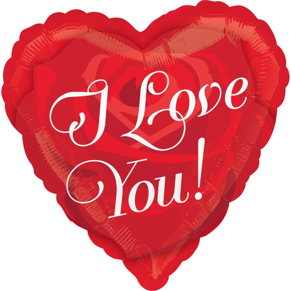 Love You Rose Heart Foil Balloon 18in Balloons & Streamers - Party Centre