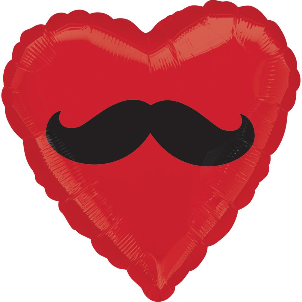 Mustache Heart Foil Balloon 18in Balloons & Streamers - Party Centre