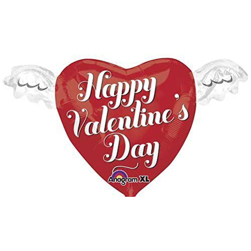 HVD Heart with Wings Junior Shape Foil Balloon 18in Balloons & Streamers - Party Centre