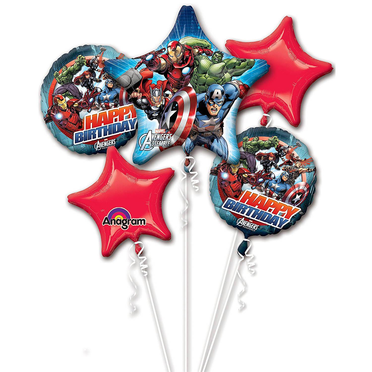 Avengers Assemble Balloon Bouquet 5ct Balloons & Streamers - Party Centre