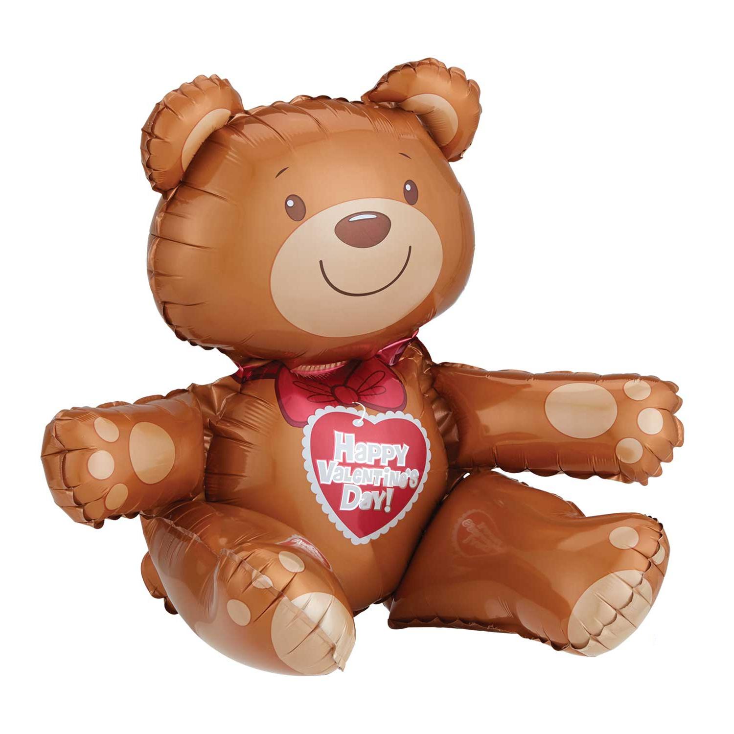 Valentine Sitting Bear Multi Foil Balloon 19x17in Balloons & Streamers - Party Centre