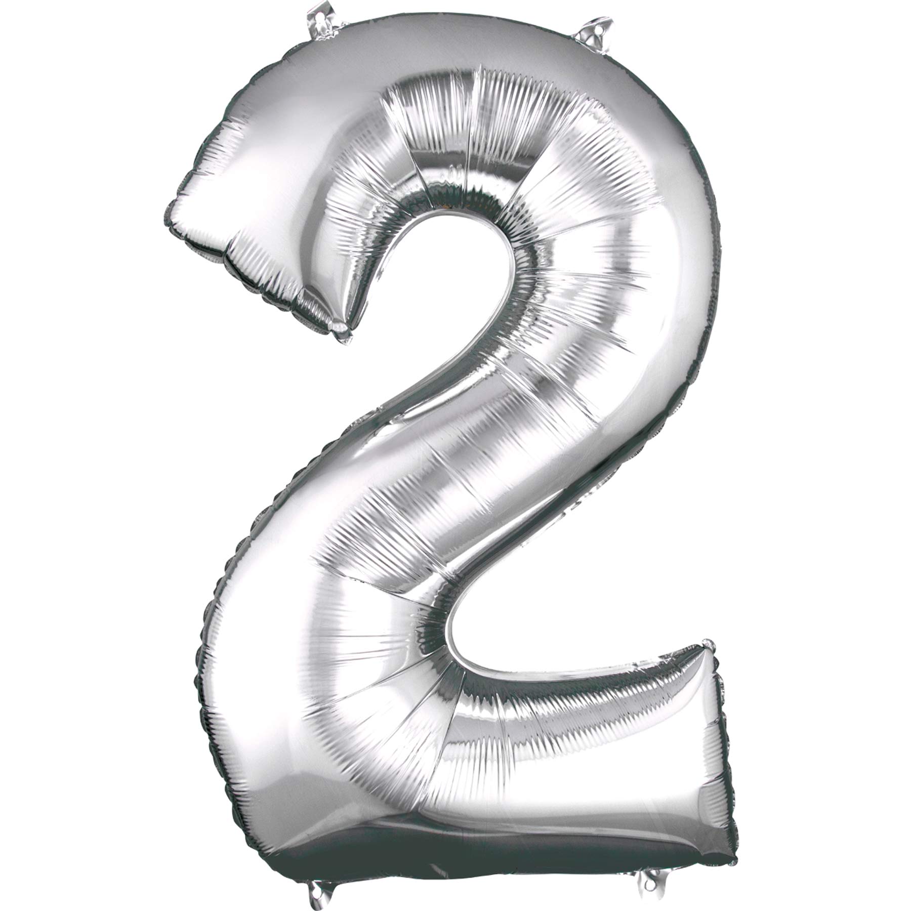 Silver Number 2 SuperShape Foil Balloon 55x83cm