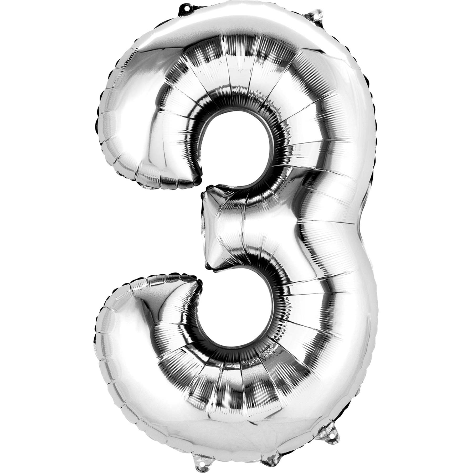 Silver Number 3 SuperShape Foil Balloon 55x86cm