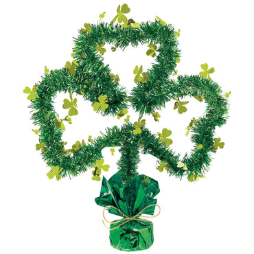 St. Patrick's Shamrock Tinsel Centerpiece 14in Decorations - Party Centre