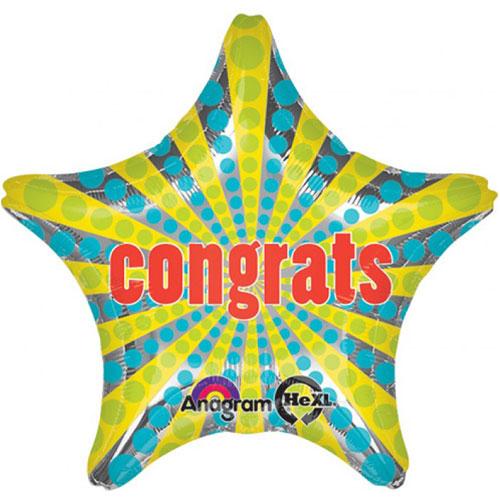 Congrats Retro Star Balloon 28in Balloons & Streamers - Party Centre